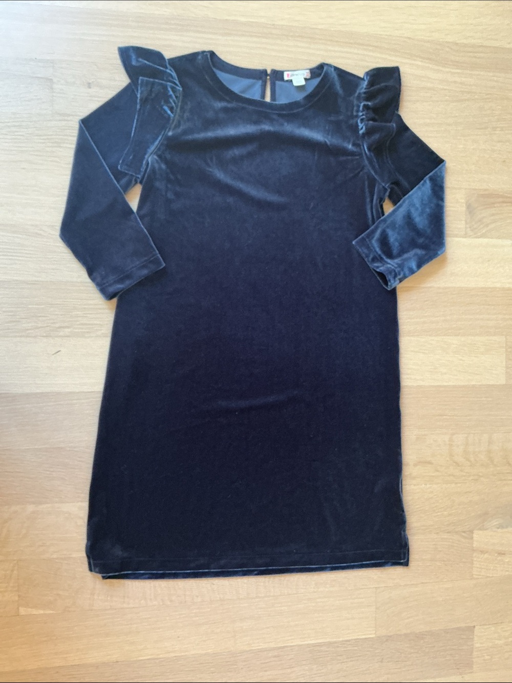 Crewcuts Black Velvet Ruffle-Shoulder Dress